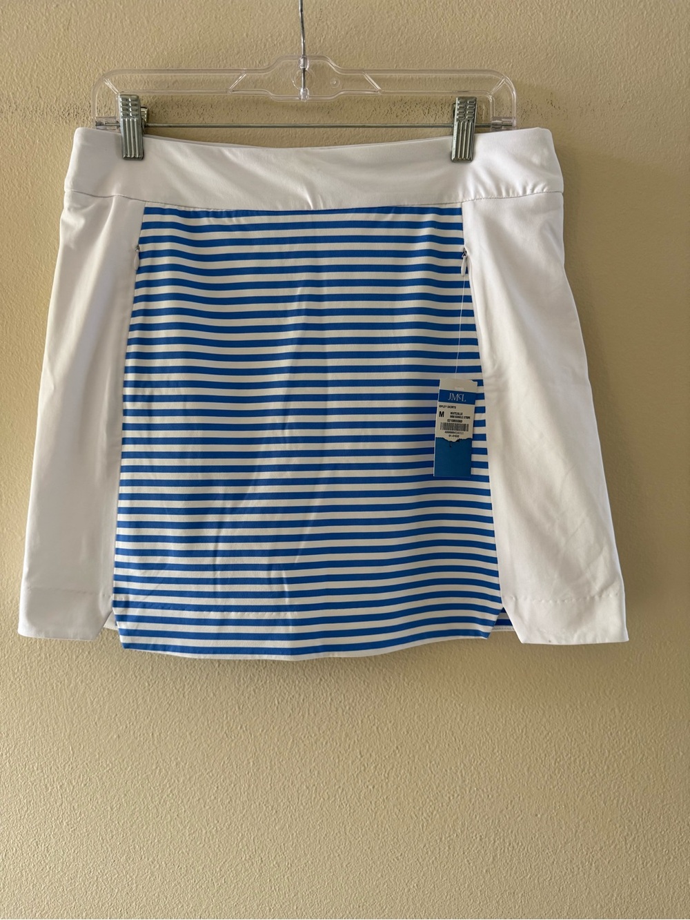 J. McLaughlin White and Blue Striped Skort With Pockets Stretch NEW With Tags